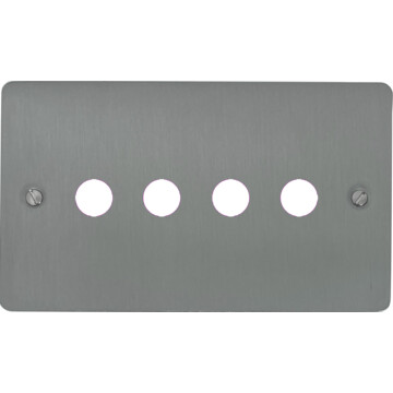 flat brushed steel toggle grid plate (4 gang) front fc0825