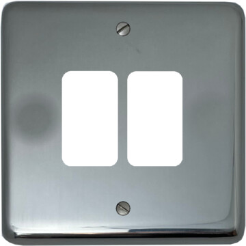 polished steel grid plate (2 gang) front fc0825