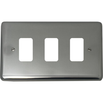 polished steel grid plate (3 gang) front fc0825