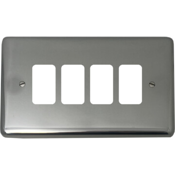 polished steel grid plate (4 gang) front fc0825