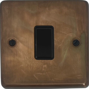 contour tarnished copper light switch (1 gang/black switch) front fc0825
