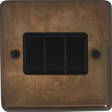 contour tarnished copper light switch (3 gang/black switch) front fc0825