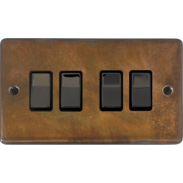 contour tarnished copper light switch (4 gang/black nickel switch) front fc0825