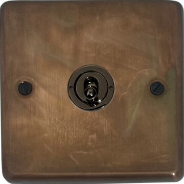 contour tarnished copper toggle switch (1 gang/antique brass toggle) front fc0825
