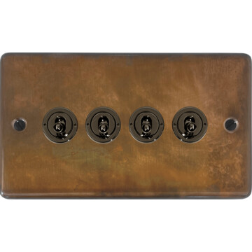 contour tarnished copper toggle switch (4 gang/antique brass toggle) front fc0825