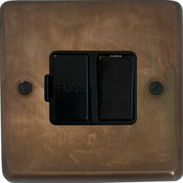 contour tarnished copper switched fused spur (black switch) front fc0825