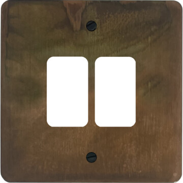 flat tarnished copper grid plate (2 gang) front fc0825