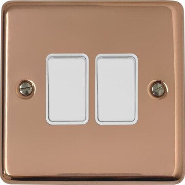 contour copper light switch (2 gang/white switch) front fc0825