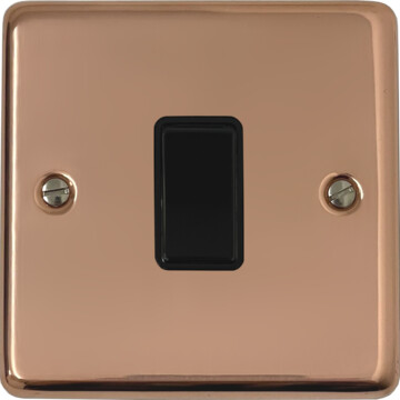 contour copper light switch (1 gang/black switch) front fc0825