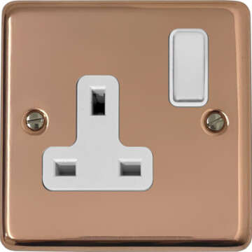 contour copper single socket (white switch) front fc0825