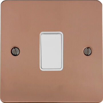 flat copper light switch (1 gang/white switch) front fc0825