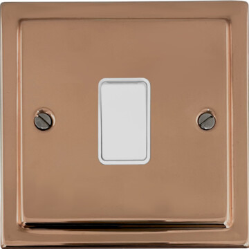 victorian copper light switch (1 gang/white switch) front fc0825