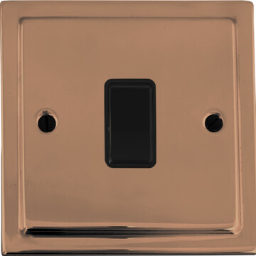 victorian copper light switch (1 gang/black switch) front fc0825