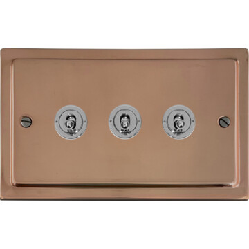 victorian copper toggle switch (3 gang) front fc0825