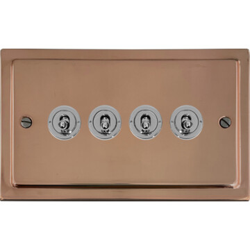victorian copper toggle switch (4 gang) front fc0825