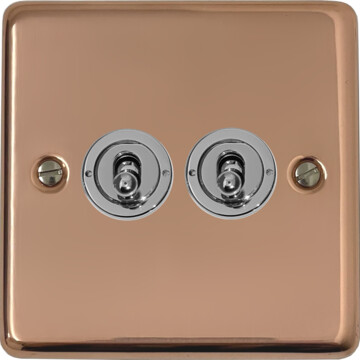 contour copper hand waxed toggle switch (2 gang) front fc0825