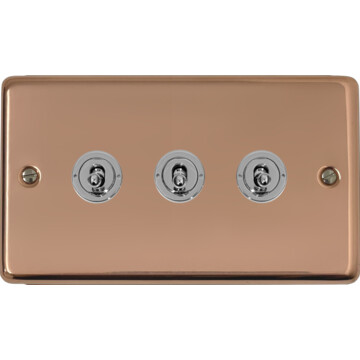 contour copper hand waxed toggle switch (3 gang) front fc0825