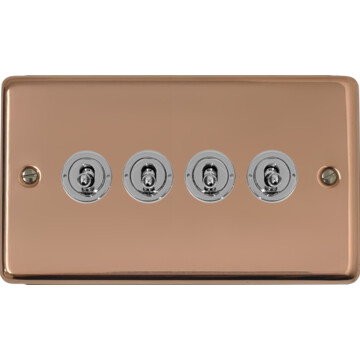 contour copper hand waxed toggle switch (4 gang) front fc0825