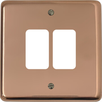 contour copper hand waxed grid plate (2 gang) front fc0825