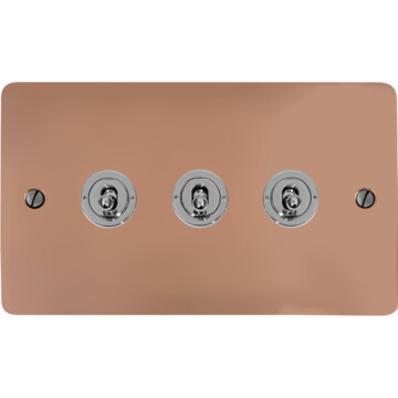 flat copper hand waxed toggle switch (3 gang) front fc0825