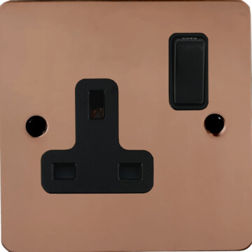 flat copper hand waxed single socket (black switch) front fc0825