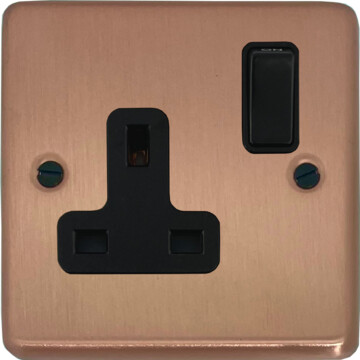 rose gold single socket (black switch) front fc0825
