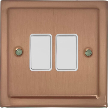 victorian rose gold light switch (2 gang/white switch) front fc0825