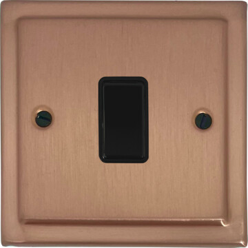 victorian rose gold light switch (1 gang/black switch) front fc0825