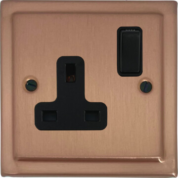 victorian rose gold single socket (black switch) front fc0825