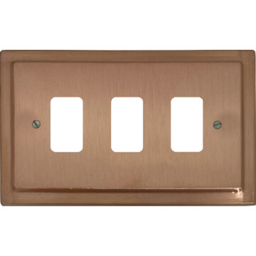 victorian rose gold grid plate (3 gang) front fc0825