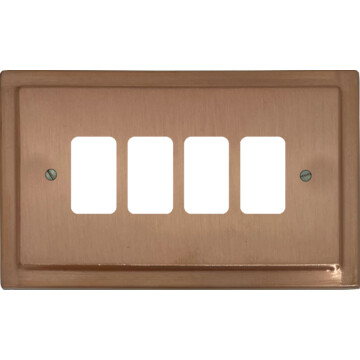 victorian rose gold grid plate (4 gang) front fc0825