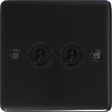 matt black toggle switch (2 gang) front fc0825
