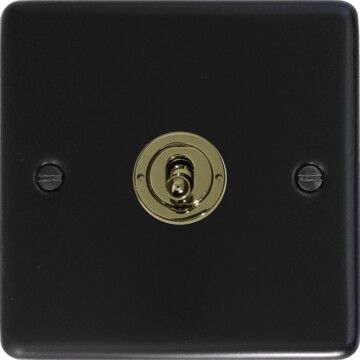 matt black intermediate toggle switch (brass toggle) front fc0825