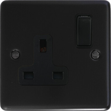 matt black single socket (black switch) front fc0825