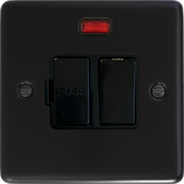 matt black switched fused spur with neon front fc0825