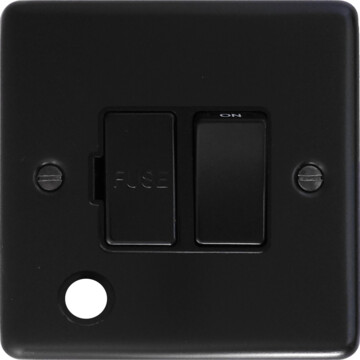 matt black switched fused spur outlet with flex outlet front fc0825