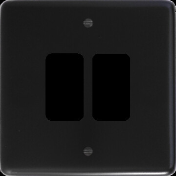 Contour Matt Black 2 Gang Grid Plate