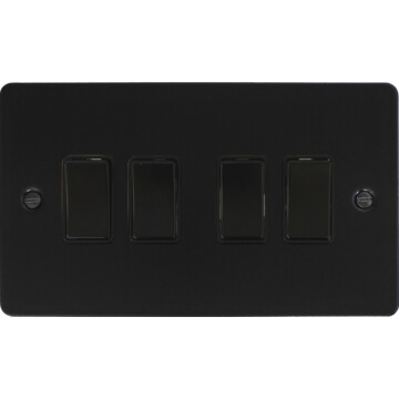 flat black light switch (4 gang/black switch) front fc0825