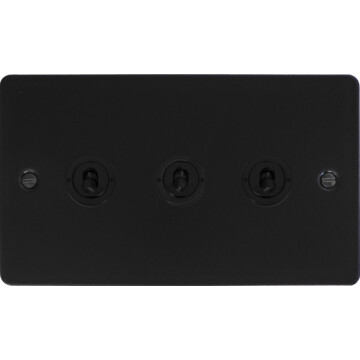 flat black toggle switch (3 gang/flat black toggle) front fc0825