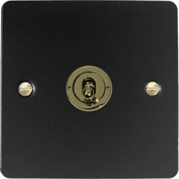 flat black toggle switch (1 gang/polished brass toggle) front fc0825