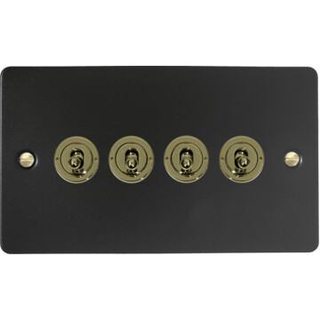 flat black toggle switch (4 gang/polished brass toggle) front fc0825