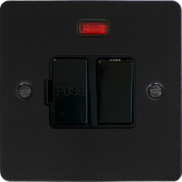 flat black switched fused spur with neon front fc0825