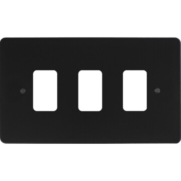 flat black grid plate (3 gang) front fc0825