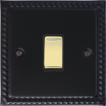 georgian black light switch (1 gang/black insert/polished brass switch) front fc0825