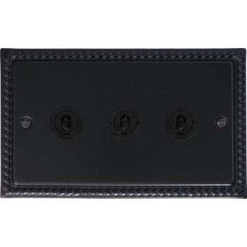 georgian black toggle switch (3 gang/flat black toggle) front fc0825