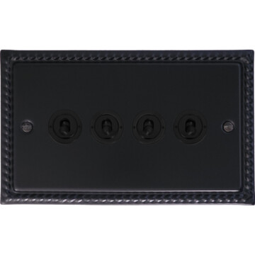georgian black toggle switch (4 gang/flat black toggle) front fc0825
