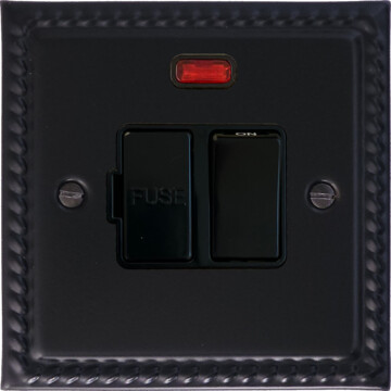 georgian black switched fused spur with neon (black switch) front fc0825