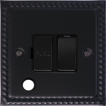 georgian black switched fused spur with flex outlet (black switch) front fc0825