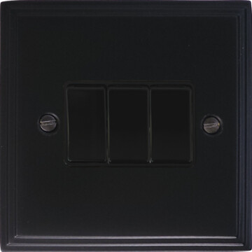 victorian matt black light switch (3 gang) front fc0825
