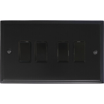 victorian matt black light switch (4 gang) front fc0825